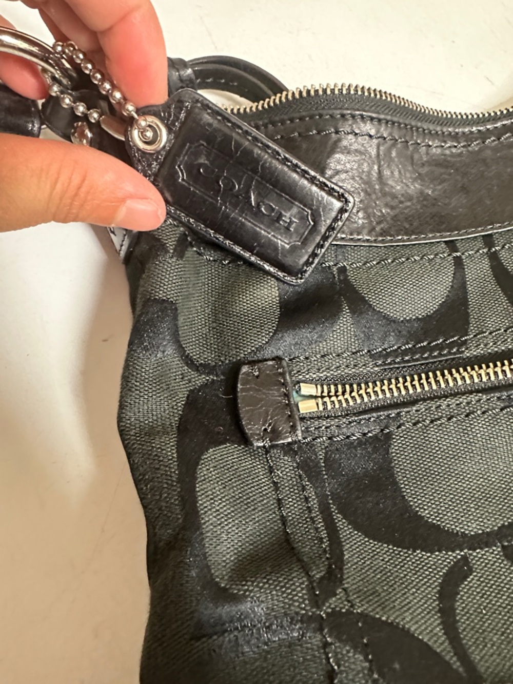 Coach Black Signature Canvas and Leather Shoulder Bag - Picture 2 of 13
